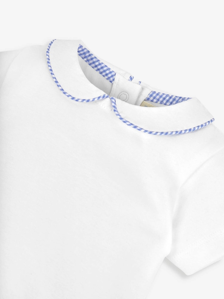 JoJo Maman Bébé White Woven Collar Bodysuit - Image 2 of 3