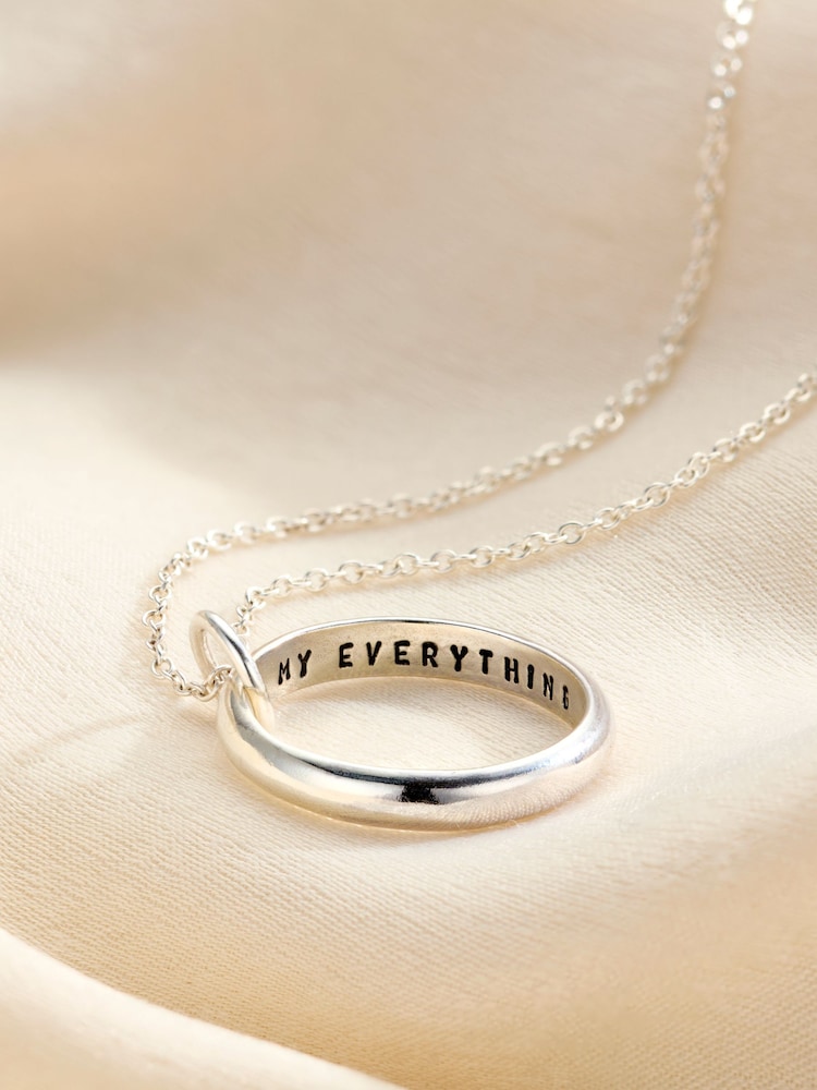 Sterling Silver Personalised Secret Script Ring Necklace - Image 1 of 3