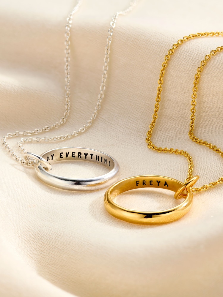 Sterling Silver Personalised Secret Script Ring Necklace - Image 2 of 3