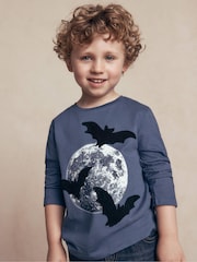 Boden Blue Halloween Glow Appliqué T-Shirt - Image 1 of 4