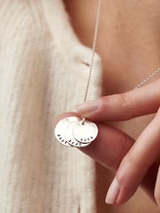 Sterling Silver Hammered Family Disc Necklace By Posh Totty Designs - Image 3 of 4