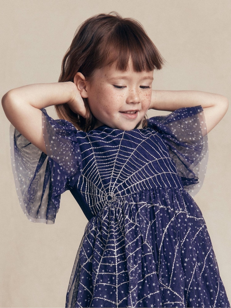 Boden Blue Halloween Appliqué Tulle Dress - Image 2 of 6