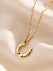 18ct Yellow Gold Tone Personalised Birthstone Horseshoe Necklace By Posh Totty Designs - Image 1 of 5