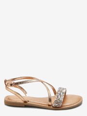 Rose Gold Cross Strap Sandals - Image 1 of 1