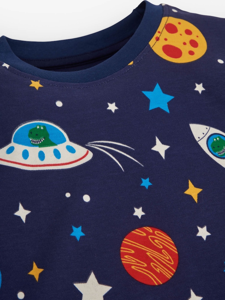 JoJo Maman Bébé Navy Boys' Space Glow-In-The-Dark Pyjamas - Image 6 of 6