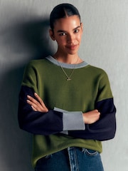 Boden Green Lucy Relaxed Cotton Jumper - Image 1 of 6