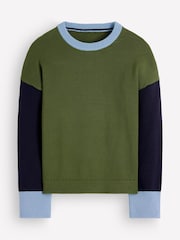 Boden Green Lucy Relaxed Cotton Jumper - Image 5 of 6