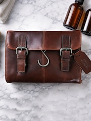 Personalised Leather Hanging Wash Bag By Posh Totty Designs - Image 2 of 3