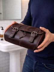 Personalised Leather Hanging Wash Bag By Posh Totty Designs - Image 3 of 3