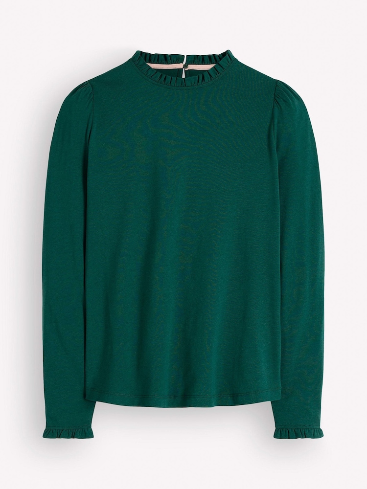 Vihreä - Boden Supersoft Frill Detail Top - Kuva 5 / 5