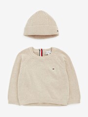 Tommy Hilfiger Cream Newborn Baby 100% Cotton Sweater Set Gift Box - Image 1 of 3
