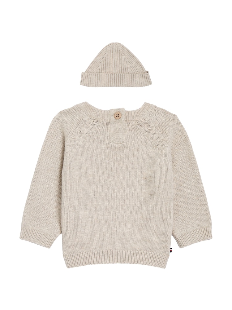 Tommy Hilfiger Cream Newborn Baby 100% Cotton Sweater Set Gift Box - Image 2 of 3 Tommy Hilfiger Cream Newborn Baby 100% Cotton Sweater Set Gift Box - Image 2 of 3