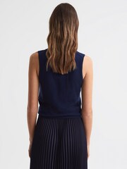 Reiss Navy Edna Merino Wool Sleeveless Roll Neck Top - Image 5 of 5
