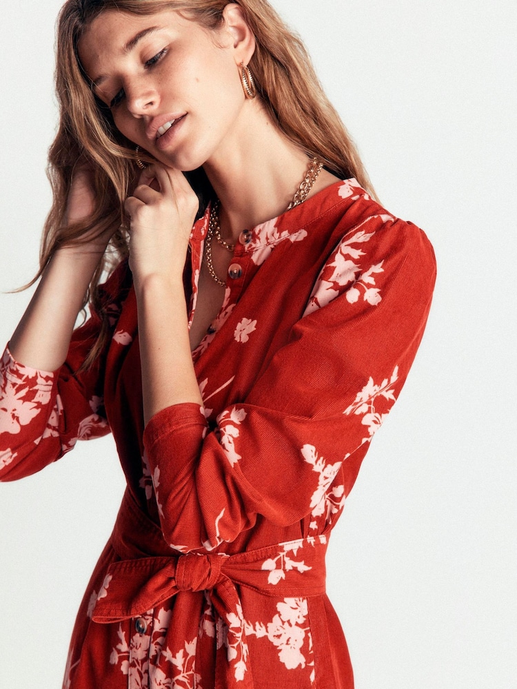 Boden Brown Louise Cord Midi Shirt Dress - Image 2 of 6 Boden Brown Louise Cord Midi Shirt Dress - Image 2 of 6