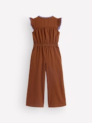 Boden Brown Flutter Sleeve Denim Jumpsuit - Image 2 of 3