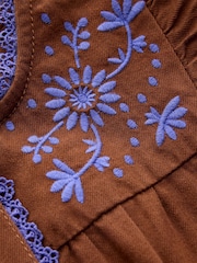 Boden Brown Flutter Sleeve Denim Jumpsuit - Image 3 of 3