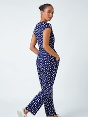 Roman Blue Petite Polka Dot Stretch Jumpsuit - Image 2 of 4