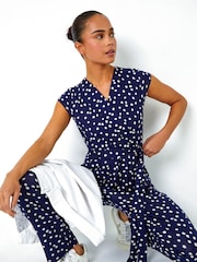 Roman Blue Petite Polka Dot Stretch Jumpsuit - Image 3 of 4