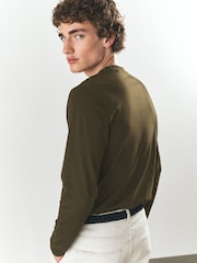 vert foncé - Slim Fit (Slim Fit) - T-shirt à manches longues de cou d'équipage - Image 4 de 7