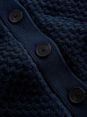 Boden Blue Textured Knitted Bomber Jacket - Image 7 of 7