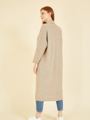 Yumi Cream Knitted Maxi Cardigan with Pockets - Image 2 of 5