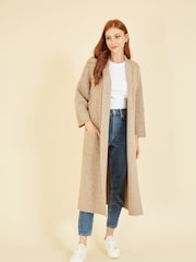 Yumi Cream Knitted Maxi Cardigan with Pockets - Image 3 of 5
