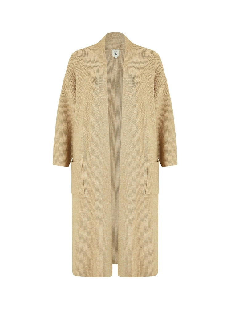 Yumi Cream Knitted Maxi Cardigan with Pockets - Image 5 of 5