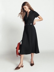 Boden Black Heidi Jersey Midi Tea Dress - Image 2 of 5