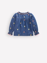 Boden Blue Frill Button Through Top - Image 2 of 3