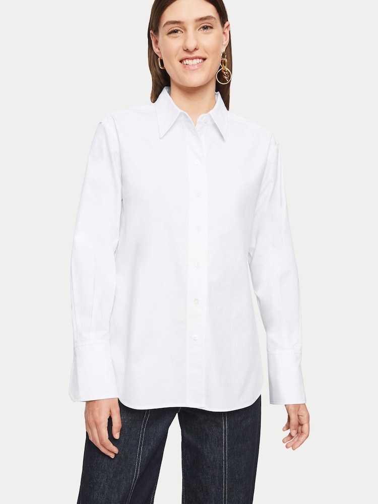 Jigsaw Cotton Relaxed White Shirt - Image 1 of 5