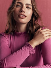 Vaaleanpunainen - Boden Supersoft Frill Detail Top - Kuva 2 / 4