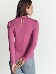 Vaaleanpunainen - Boden Supersoft Frill Detail Top - Kuva 3 / 4