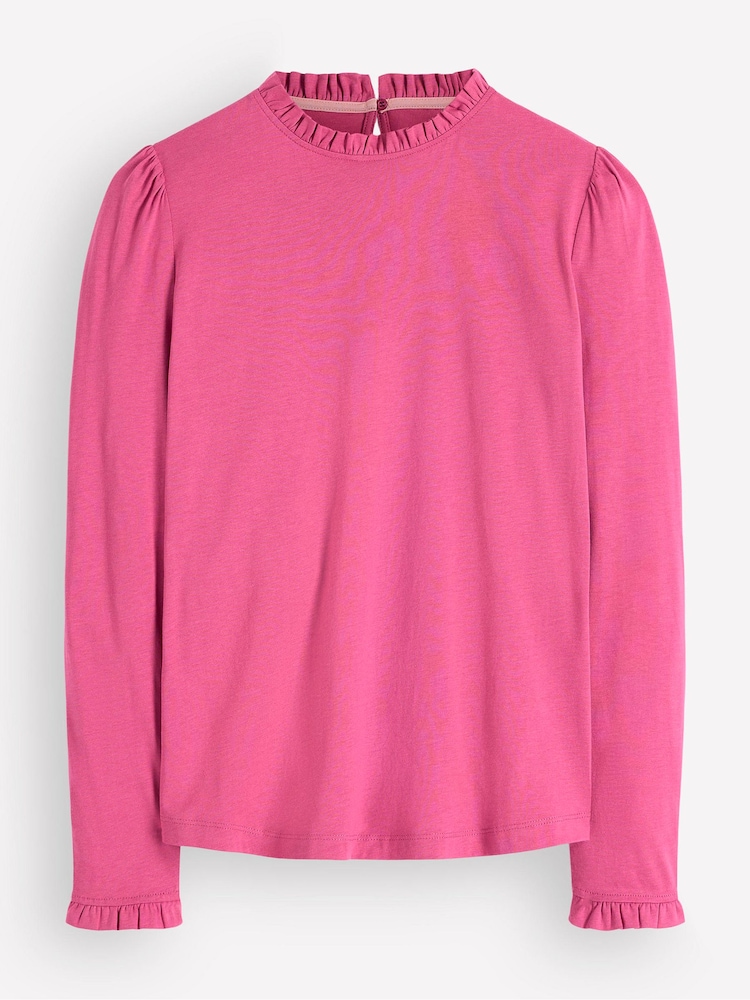 Vaaleanpunainen - Boden Supersoft Frill Detail Top - Kuva 4 / 4