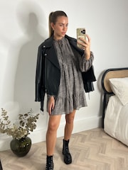 Style Cheat Black Nancy Blouson Mini Dress - Image 1 of 4