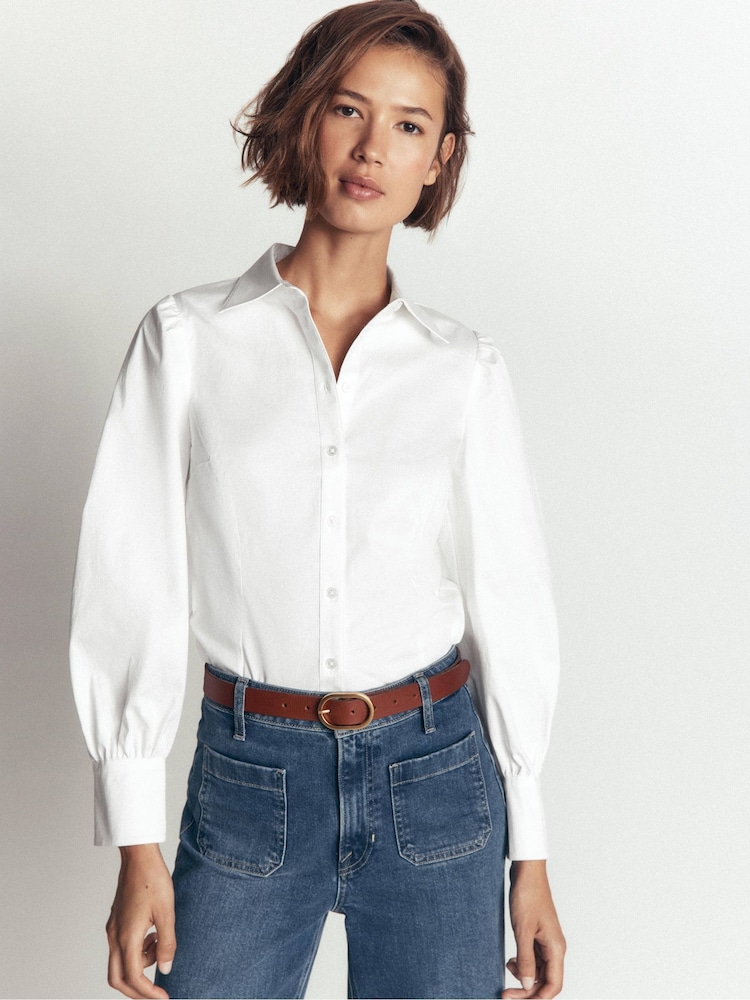 Boden White Volume Sleeve Shirt - Image 1 of 6 Boden White Volume Sleeve Shirt - Image 1 of 6