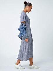 Roman Blue Petite Ditsy Paisley Midi Dress - Image 3 of 5