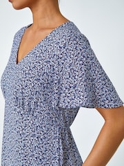 Roman Blue Petite Ditsy Paisley Midi Dress - Image 5 of 5