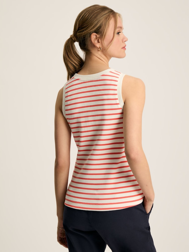 Joules Harbour Cream & Coral Striped Jersey Vest - Image 2 of 6