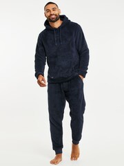 Threadbare Blue Borg Hooded Loungewear Set - Image 1 of 3