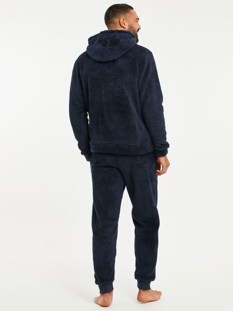 Threadbare Blue Borg Hooded Loungewear Set - Image 2 of 3