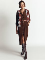 Boden Brown Fleur Cord Midi Dress - Image 5 of 6