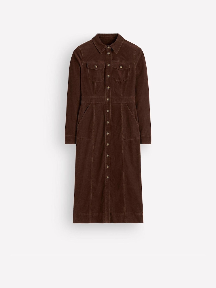 Boden Brown Fleur Cord Midi Dress - Image 6 of 6 Boden Brown Fleur Cord Midi Dress - Image 6 of 6