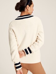 Joules Dawson Cream V-Neck Cricket Jumper - Image 2 of 5