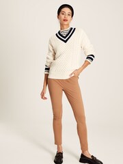 Joules Dawson Cream V-Neck Cricket Jumper - Image 4 of 5