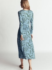 Boden Green Mya Ruched Jersey Midi Dress - Image 3 of 7