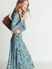 Boden Green Mya Ruched Jersey Midi Dress - Image 4 of 7