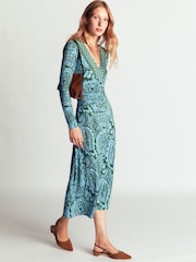Boden Green Mya Ruched Jersey Midi Dress - Image 6 of 7