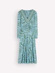 Boden Green Mya Ruched Jersey Midi Dress - Image 7 of 7