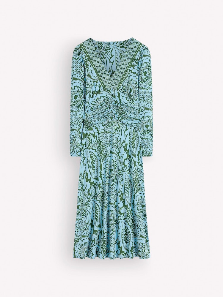 Boden Green Mya Ruched Jersey Midi Dress - Image 7 of 7 Boden Green Mya Ruched Jersey Midi Dress - Image 7 of 7