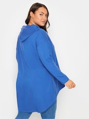 Yours Curve Blue Varsity Slogan Longline Hoodie - Image 3 of 5